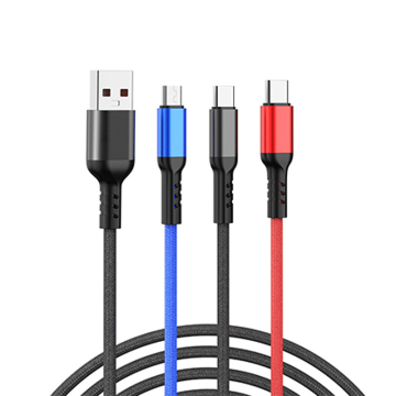 Cheapest Factory Price Android Multi Charger Nylon Cable Type C 3 in 1 USB