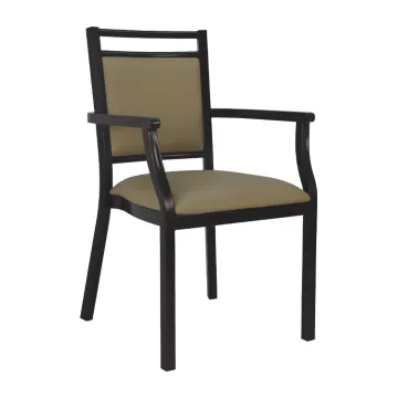 Brown Modern Minimalist Dining Armchair: Upholstered Single Seater Armchair