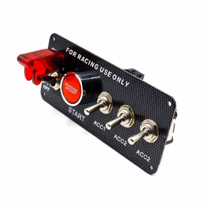 Car Racing Ignition Accessory: Carbon Fiber Race Car Engine Start Push Button Switch Panel