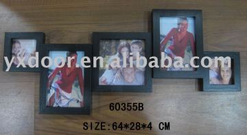 black classic wooden photo frame / hanging wall / picture photo frame, 5 pictures totally