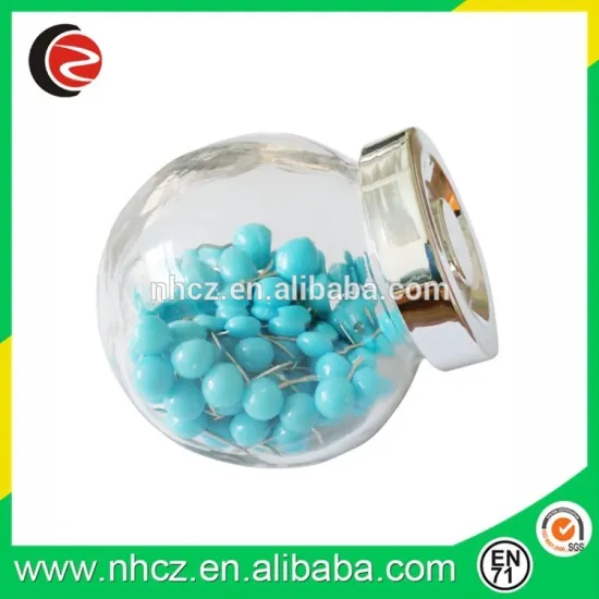 Customized high quality hot sale blue color ball push pins