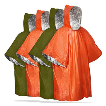 Emergency Waterproof Reusable Thermal Poncho: Lightweight Raincoat with Hood for Camping and Outdoor Activities