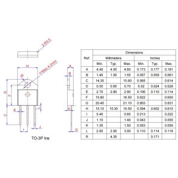 High dv/dt rate BTA26-600BW TO-3PA 600V Triac