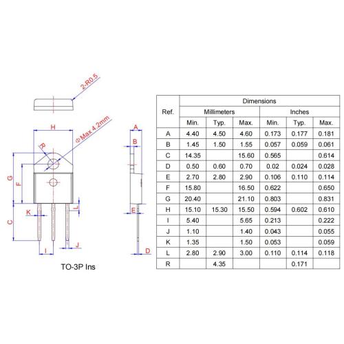 High dv/dt rate BTA26-600BW TO-3PA 600V Triac