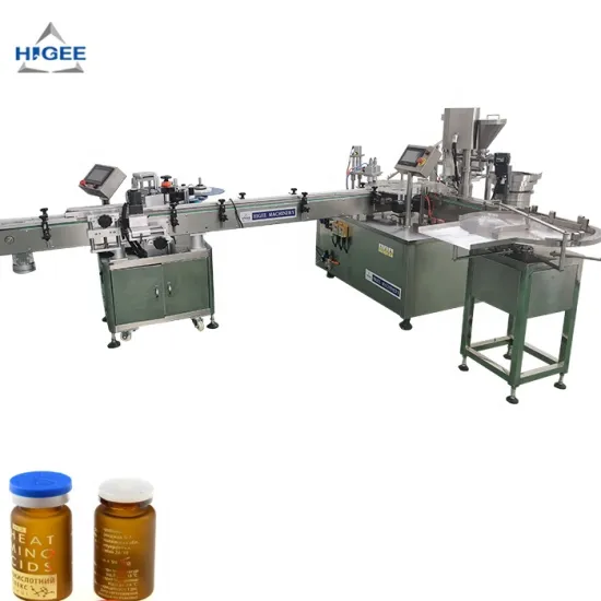 Glass Vial Powder Filling, Plugging, Capping and Small Bottle Labeling Machine