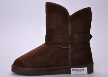 Brown Womens Winter Snow Boots With Curve Collar , Microfiber Upper