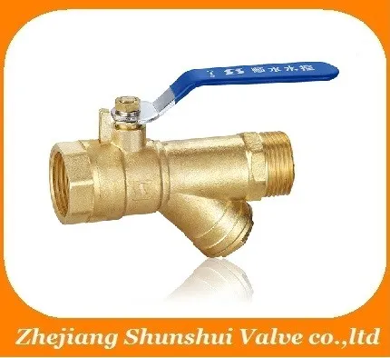 Forged NPT BSP Male Female Brass Filter Ball valve/ Brass Y strainer ball valve FXM SS4040
