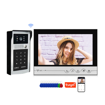 Sistema de intercomunicador de videos wifi de monitor de 9 pulgadas con acceso RFID y desbloqueo remoto de la aplicación Smart Home para Villa
