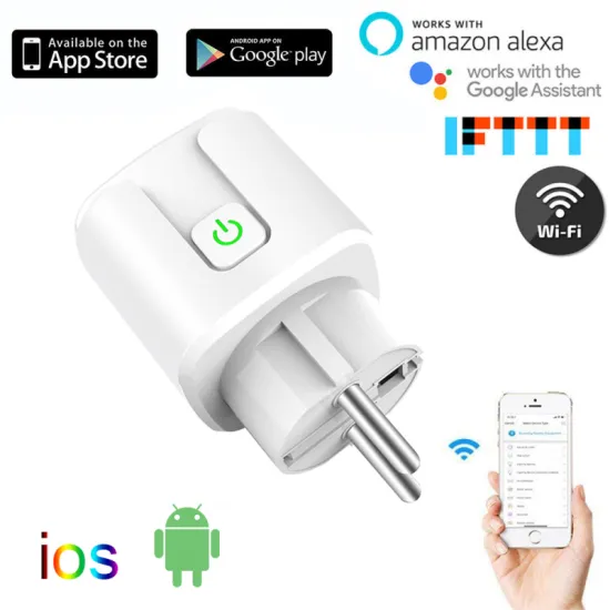 EU Plug WIFI Wireless Remote Socket Smart Timer Plug Voice Control EU Home Fire Retardant PC Smart Power Socket