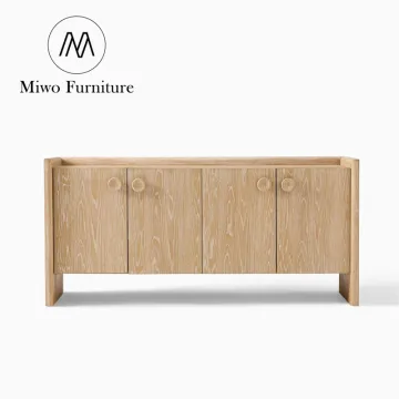 Modern Oak Solid Wood Media Console TV Stand Cabinets Retro Buffet Sideboard for Living Room