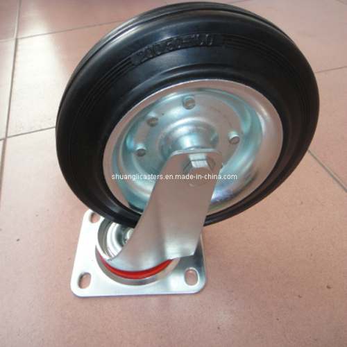 200mm Industrial Rubber Wheel Garbage Caster