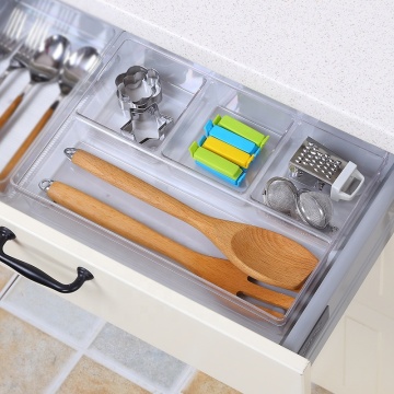 Plateau de rangement Ustensiles de cuisine PETG portable - Organisateur de tiroir rétractable à usage domestique