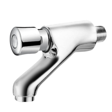 Chrome Plated Wall-Mounted Self-Closing Metering Faucet for Public Restrooms