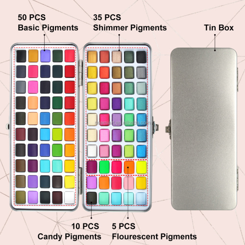 Conjunto de cajas de lata de pintura de acuarela sólida de 100 colores