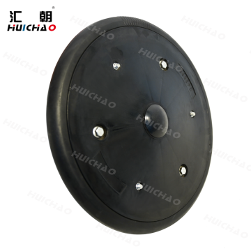 Rubber closing wheel assembly for John Deere