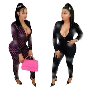 Μαύρο μακρύ μανίκι One Piece Jumpsuit - Χονδρική Σχεδιαστή Μόδας Μόδας