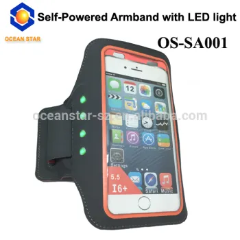 Batteryless self-powered Sports armband for cell phone with LED Light