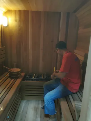 6-Person Harvia Red Cedar Wood Outdoor Sauna Room