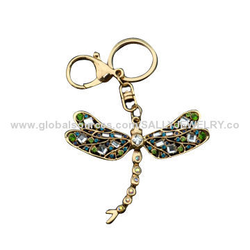 Custom Rhinestone Dragonfly Keychain, Various Designs are Available