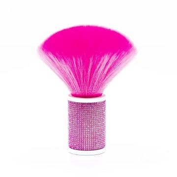 Pink Rhinestone Handle Neck Brush Synthetic Hair