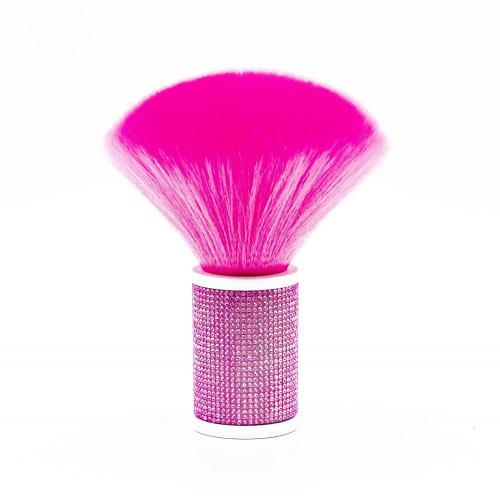 Pink Rhinestone Handle Neck Brush Synthetic Hair