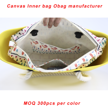 Custom Yellow Obag Rope Handle Dengan Canvas Insert