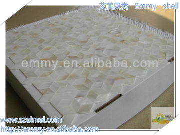 Modest luxury natural seamless rhombus freshwater river shell mosaic wall tile on mesh factory price