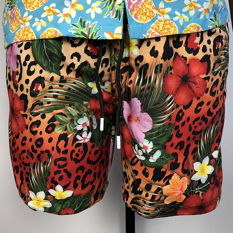 Floral Pattern Surfing Board Men Swim Shorts