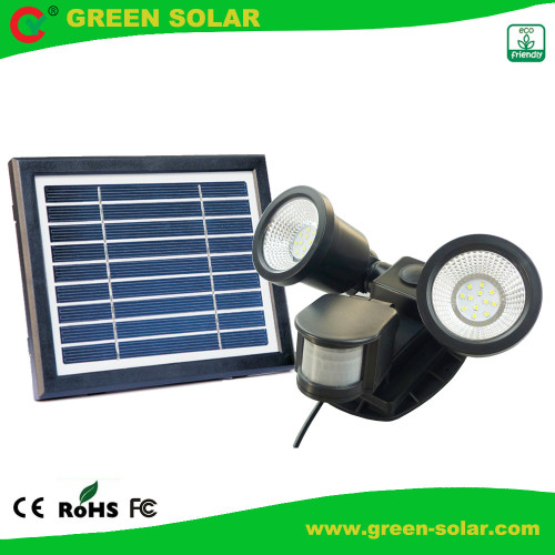 Double Lamp Head Solar Powered Motion Sensor Light Outdoor