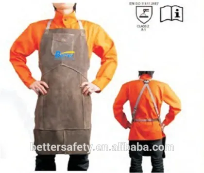 Golden Split Cowhide Welders Leather Apron w Long Sleeves