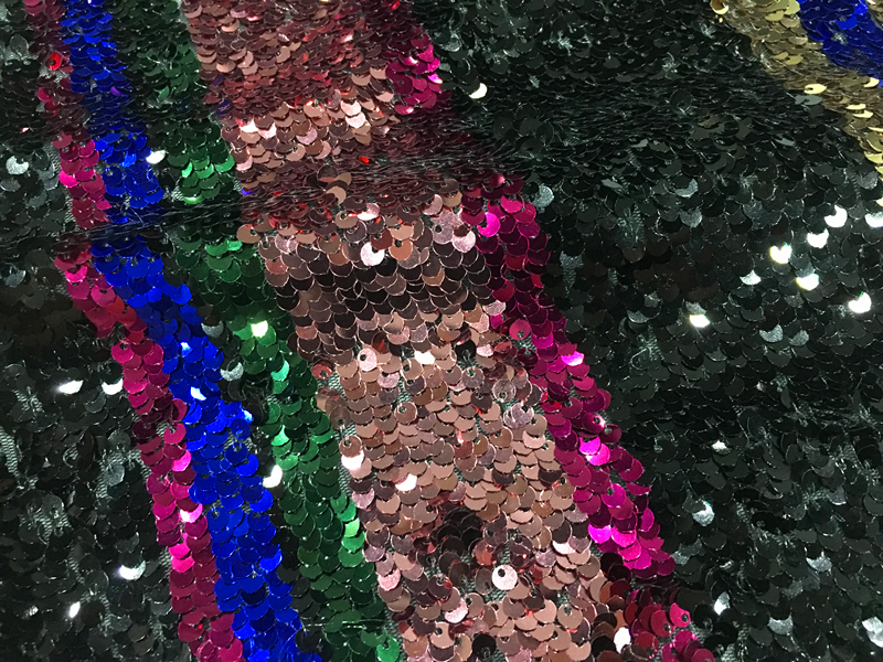 Rainbow Spangle Embroidery Fabric