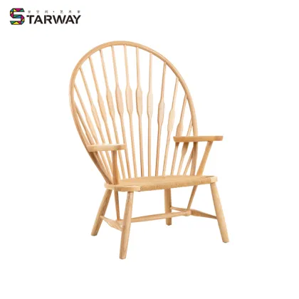 Solid Wood Chair Peacock Rattan Wicker Chair