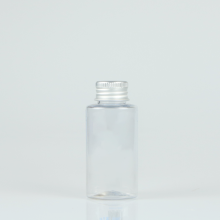 Botella pet de plástico ovalada plana con tapón de aluminio