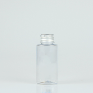 Botella pet de plástico ovalada plana con tapón de aluminio