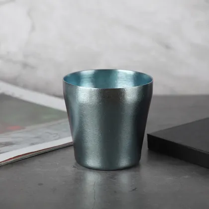 Outdoor portable pure titanium ice flower water cup