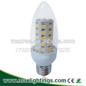 Factory price !!5050SMD glass C40 led corn bulb 45SMD led candle light Dimmable E27 led candle light