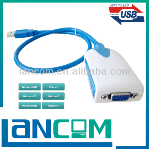 LC High quality USB3.0 to VGA Display adapter, usb cable, HD 2048*1152