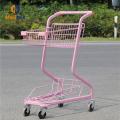 Supermarket Pink Metal 2 Tier Comporting Trolley