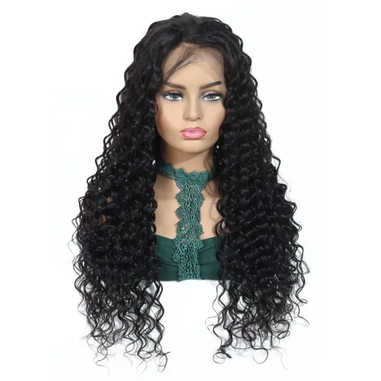 Mink Peruvian Human Hair Vendors Transparent Swiss Lace Deep Curly Wig Raw Virgin Cuticle Aligned Hair Full Lace Wig Deep Wave