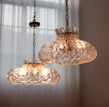 Full Spectrum Vintage Ice Fused Glass Dining Room and Bedroom Chandelier