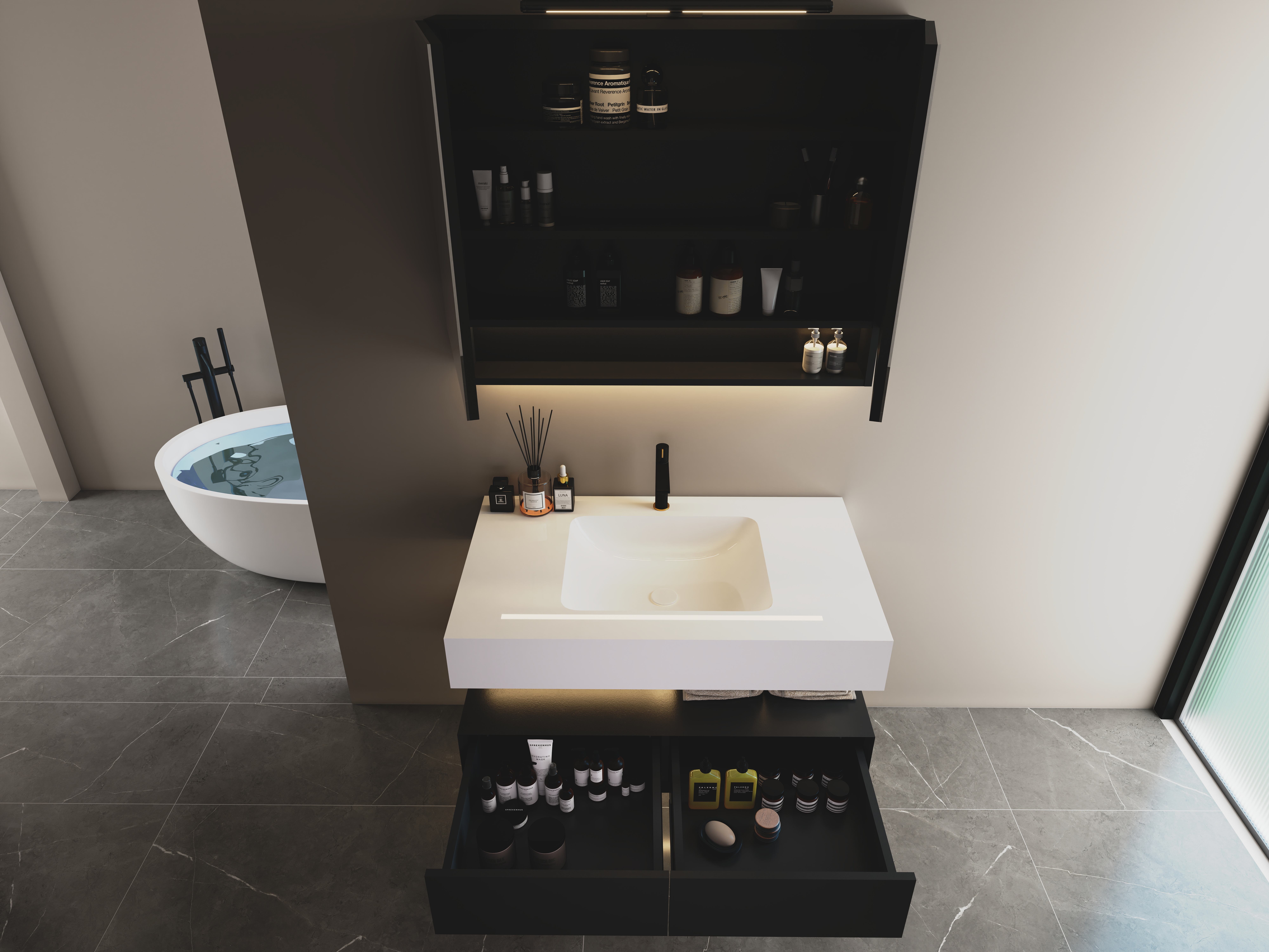 Компактная конструкция шкафа для ванной комнаты из нержавеющей стали