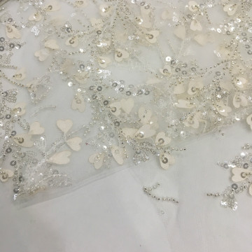 Bride Wedding Dress Sequins Embroidery Fabric