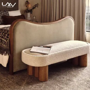 Nordic Wood Frame Fabric Bedroom and Living Room Bench Furniture