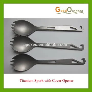 CK02A42 New Model Multifunctional Outdoor Camping Titanium Spork with Cover Opener