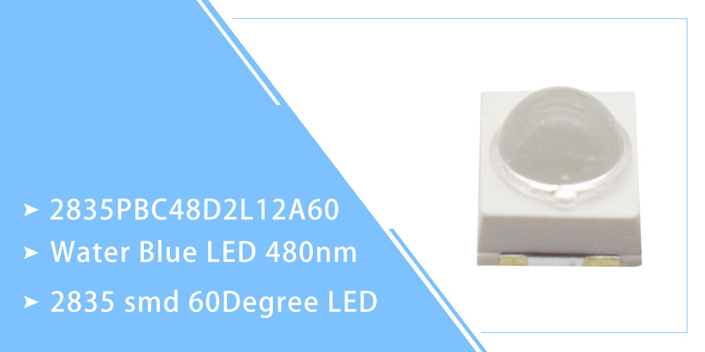 2835PBC48D2L12A60 480nm Single Color Dome Lens SMD LED 60 Degree