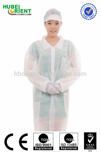 Sterile white lab coat disposable PP non woven doctor coat