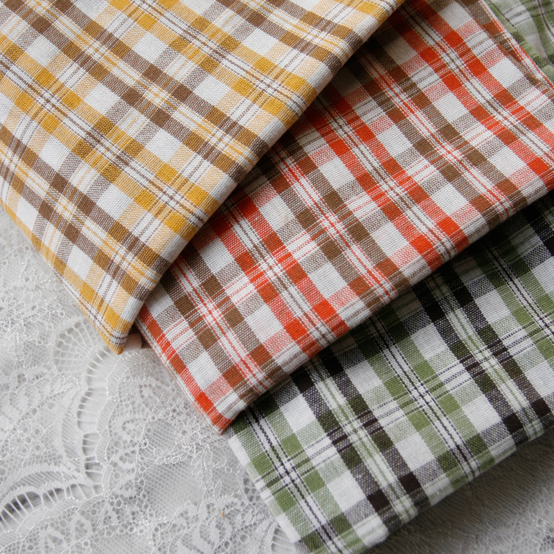 140x50cm Colored Plaid Yarn-Dyed Cotton Fabric Shirt Dress Garment Material Home Decoration Cloth 180g/m