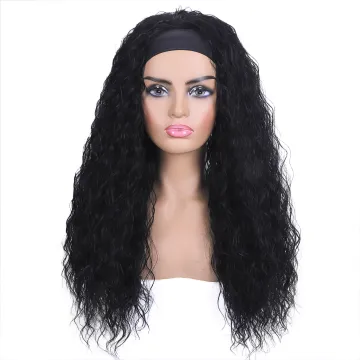 Wholesale black thin headband wigs long water wave hair headband wig for black women