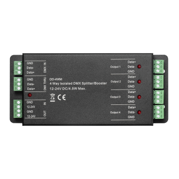 4 Way DMX512 Signal Distributor DMX Decoder Splitter for LED Lighting Systems