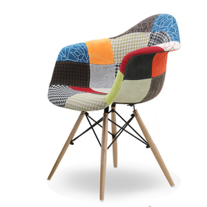 Replica Eames Upholstered Fabric Patchwork Dining Chair